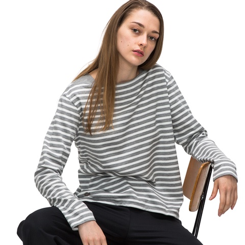 ボートネックボーダーバスクTシャツ(長袖)
